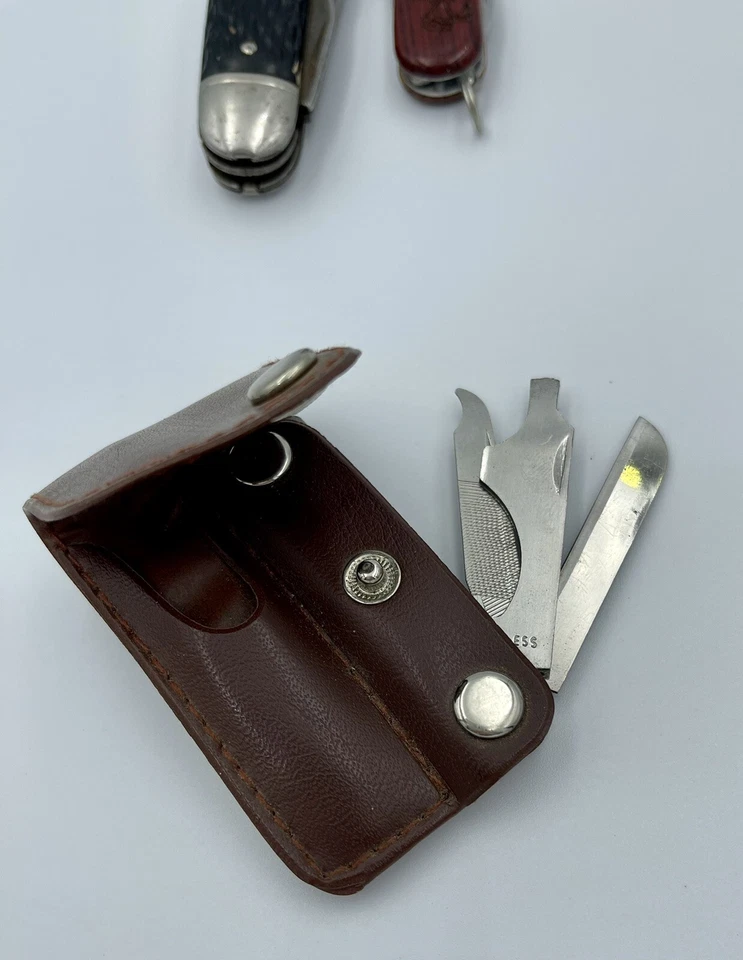 Facas do exército suíço lote misto de 4 fotos de revisão faca utilitária vintage Bassett - Imagem 4 de 4