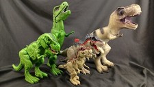 Lot Of 5 Large 6" - 12" T REX Dinosaur Toys 1 Rubber And 3 Have Sound And Light