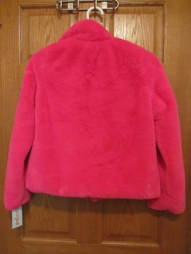 NEW Girl's Faux Fur Pink "Cat and Jack" Coat Size Large - Picture 2 of 5