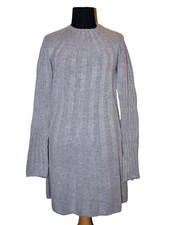 OLIVACEOUS Gray Acrylic Blend Knit Short Sweater Dress LARGE