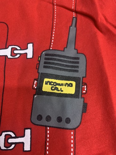 Child’s Firefighter Graphic T-shirt Size 5 Red With Yellow Belt Radio Costume - Picture 7 of 14