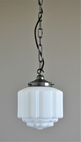 OSCAR-SINGLE HEAVY CHAIN PENDANT LIGHT-BRONZE-ST KILDA shade art deco lighting - Picture 2 of 5