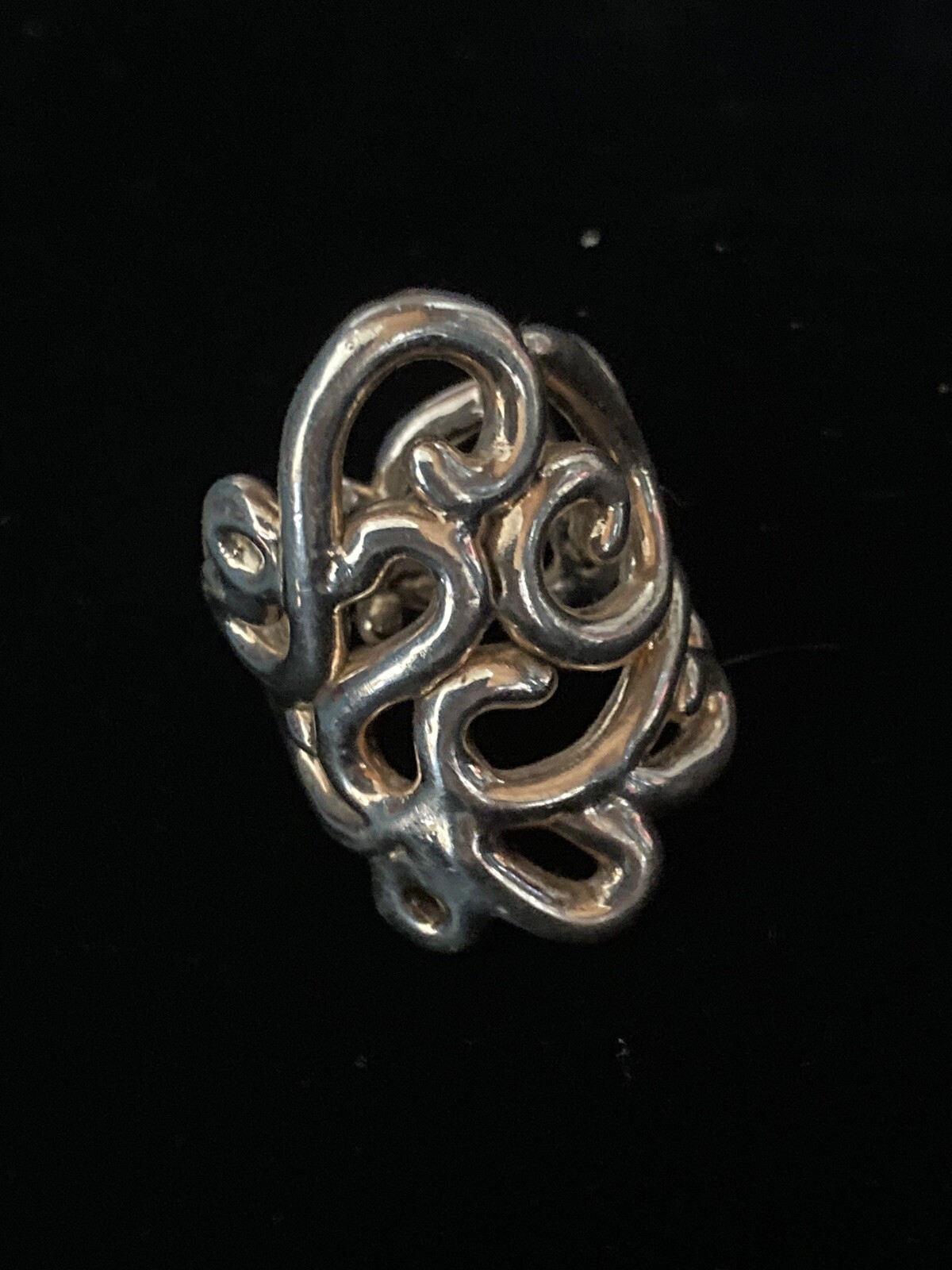 Vintage Sterling Silver Statement Scroll Ring Siz… - image 2