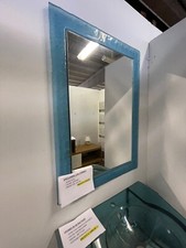 SPECCHIO CORNICE IN VETRO FUSO SABBIATO AZZURRO/VERDE