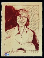 L@@K 1976 John Denver Signed Handwritten Note Inscription GREAT CONTENT BAS