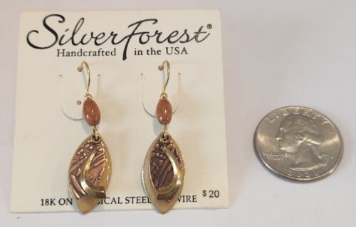 Pendientes Silver Forest 18k en alambre de acero quirúrgico tres tonos en capas EE. UU. Nuevos NE1151 - Imagen 6 de 6