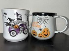 Halloween Home Goods Coffee Mugs Lot Of 2 Ceramic Cups Pumpkin Skeletons Spiders