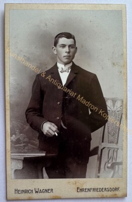 orig. CDV Foto Fotografie Bild alt Herr Mann Mode um 1901 Ehrenfriedersdorf