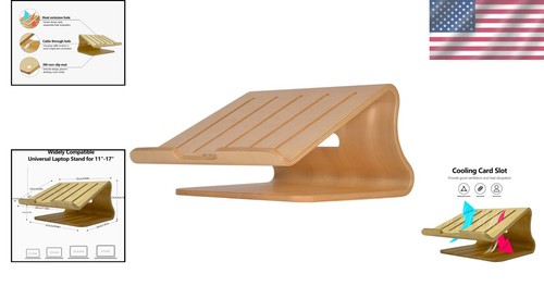 Compact Ergonomic Laptop Stand in White Birch - Perfect for Desk or Tabletop - Picture 2 of 10