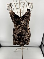 Urban Outfitters Imani Linen Blend Animal Print Tulip Mini Dress Size Medium