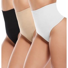 1-3 Pack Womens High Waist Tummy Control Thong Panties Slim Body Shaper Girdles