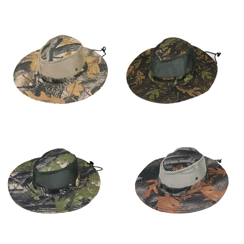Outdoor Camping Sun Hat with Wide Brim and Mesh Visor