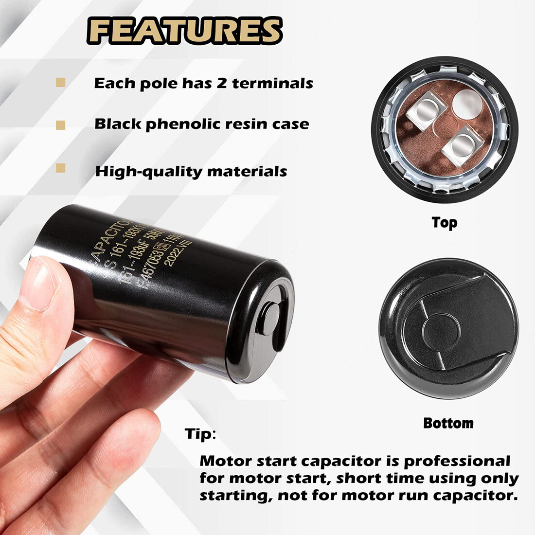 For Hayward Pool Super Pump Motor Start Capacitor 161-193UF/MFD 110 VAC 50/60Hz