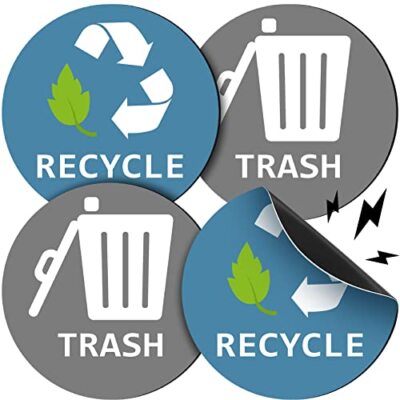 8 Pieces Magnetic Recycle and Trash Logo Symbol Recycle Logo and Trash Can 