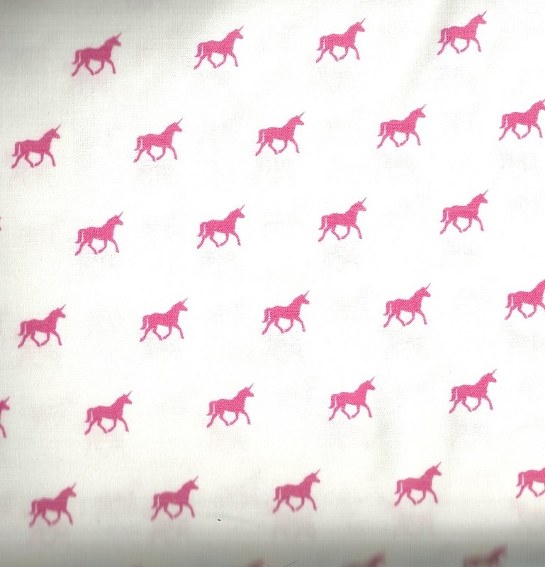 Side Pink Unicorns Kaufman Fabric