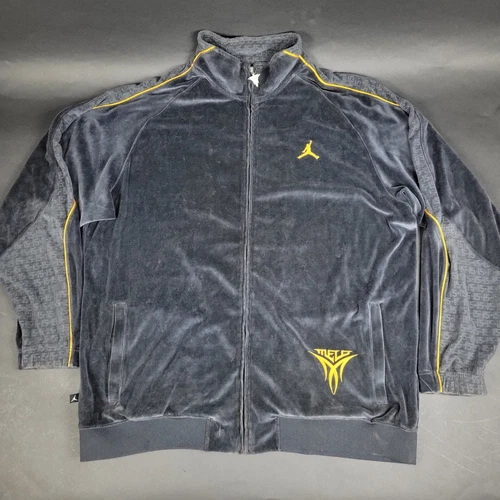 Nike Air Jordan Mens Melo Carmelo Anthony Gray Velour Full Zip Hoodie Jacket 2XL