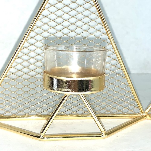 Tea Light Candle Holder Geometric Golden Mesh Metal Vase Wedding Home Decor NEW - Picture 6 of 11