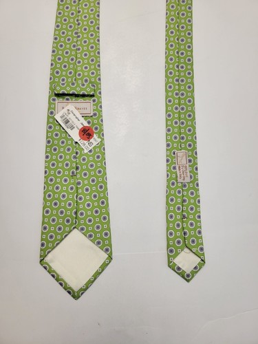 $128 New RUTH GRAVES Neck Tie 100% SILK Green Blue Geometric Medallion ITALY - Picture 3 of 7