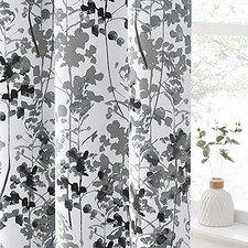 Blackout Window Curtains - Farmhouse Curtains 52"W x 45"L Pack of 2 Grey