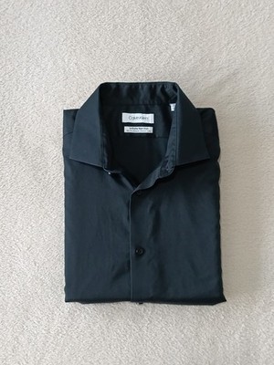 Calvin Klein Infinite Non Iron Hemd Anzug Slim Fit Schwarz 16,5 34/35 Stretch