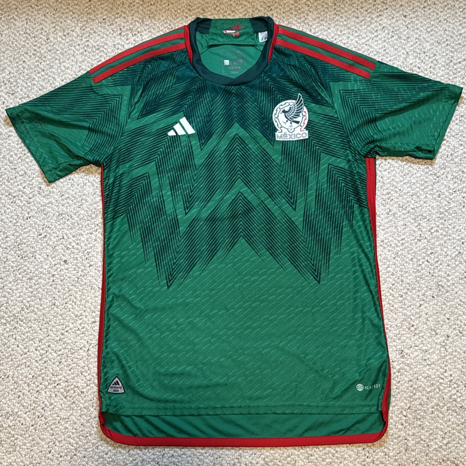 Adidas Mexico 2022-23 Authentic Mens Slim Fit Home Jersey Sz L Futbol FIFA