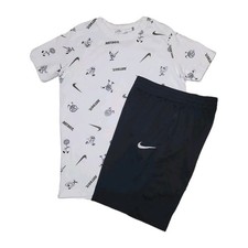 Nike Dri-fit Youth Large AOP Logo Print Tee  Athletic Shorts Activewear Outfit