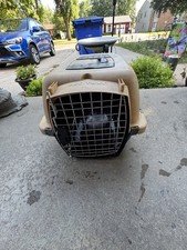 Pet Taxi Pet Taxi Beige Plastic Pet Crate Carrier w/ Metal Wire Door, Handle