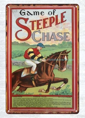 early 1900 s Steeple Chase metal tin sign home garden wall hanging