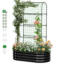 Galvanized Raised Garden Bed with 71in Arch Trellis for Climbing Plants Galvanized Raised Garden Bed with 71in Arch Trellis for Climbing Plants - Image 1