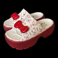 Crocs X Hello Kitty Stomp Platform Slide Women  s Size 7, 50th Ann. edition EUC