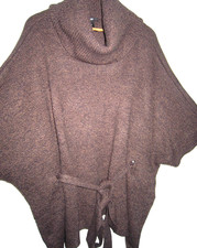 H & M ~ CHUNKY  COWL NECK ~ XXL ~ JUMPER / TOP ~ TIE WAIST ~ BROWN,BLACK FLEK