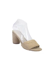Raye Womens Woven Open Toe Slide On Sandals Mules Heels Beige Size 7.5