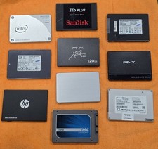Mixed Lot of 10 SSD HardDrives - 120 GB / 128 GB / 180 GB - WoW LQQK 