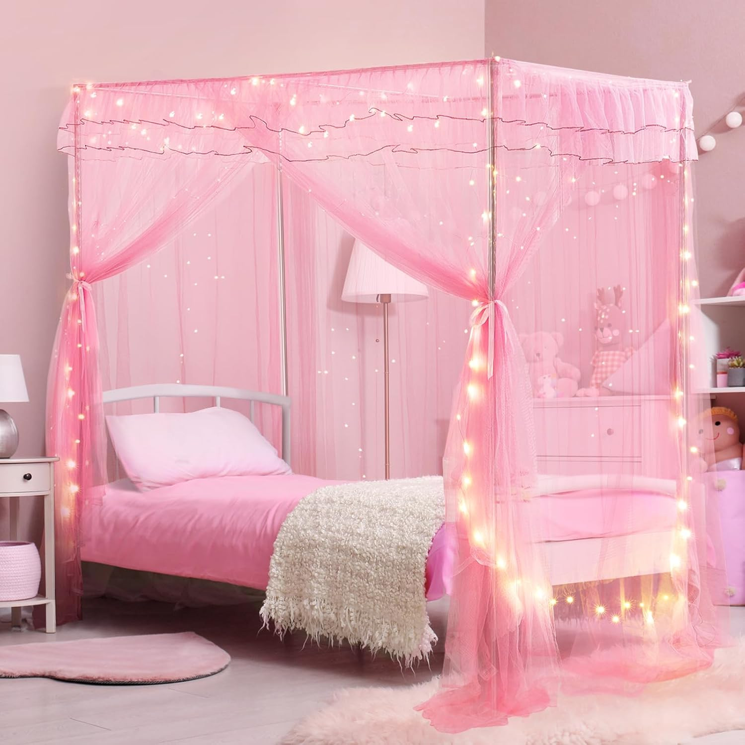 With Lights, Bed Canopy For Girls Princess With Luminous St