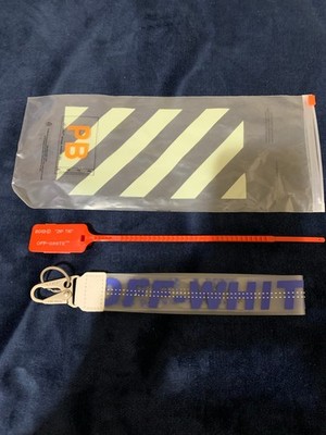 OFF WHITE INDUSTRIAL KEYCHAIN **BLUE ON CLEAR** W/ZIP TIE **NEW IN BAG**