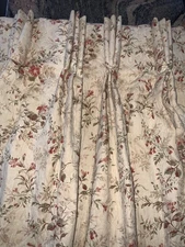 CUSTOM ROBERT ALLEN PINCH PLEATED SET OF DRAPES~QUILTED~TINY FLOWERS~58”LONG