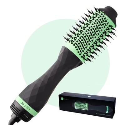 MINT Professional Series 5-in-1 Ionic Hair Dryer Brush, Black & Mint Green - Pow