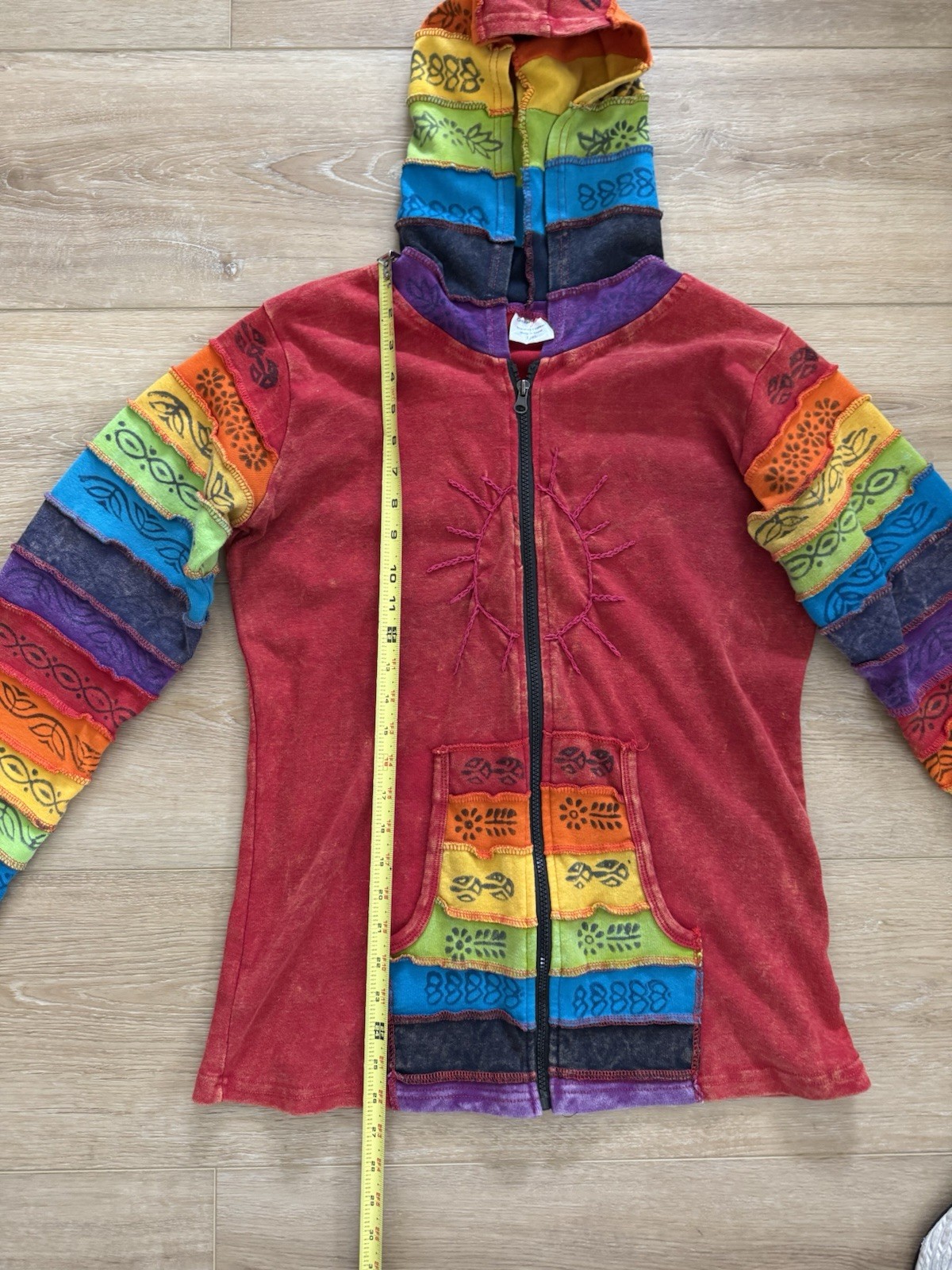 Greater Good Network Rainbow Patchwork Hoodie Jac… - image 2