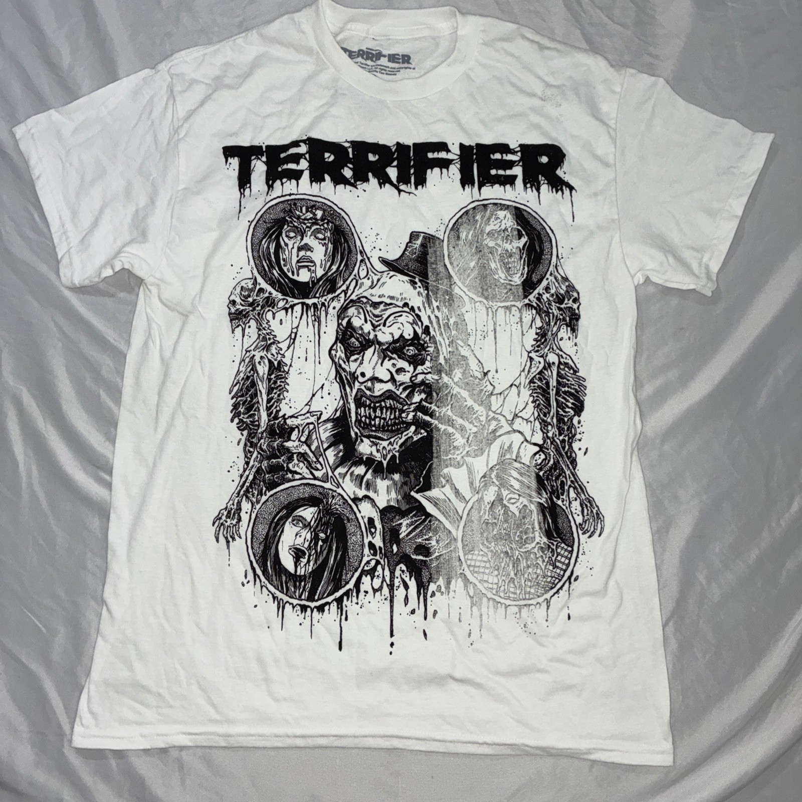 Terrifier Art the Clown Shirt Mens M Soft White  Horror Movie Terror Tee T Shirt