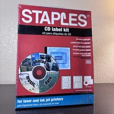 Staples CD Label Kit Applicator Software Labels & Jewel Case Inserts -New Sealed
