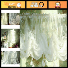 Adjustable Off White Lace Balloon Curtain, Semi-Sheer Window Shade, 78"x59", Eur