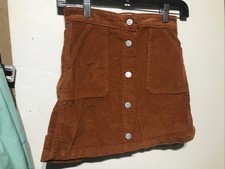 Old Navy Cordoroy Girls L 10-12 Snap Pockets Burnt Orange Mini Skirt VGUC!!!!