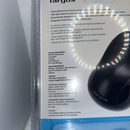 Targus USB Optical Wired Laptop Mouse Matte Black 3 Button Windows/Mac0S NEW - Picture 4 of 4