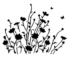 Really Great Stencils, Butterfly Meadow Stencil, 5x6", Flowers, Wildflowers Bugs