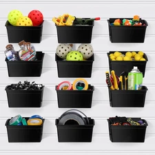 12 Pcs Storage Bin Plastic Slatwall Bins for Slatwall Organizer Containers Garag