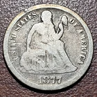 1877-CC Seated Liberty Dime VG Very Good Original Toning Carson City Ten Cents