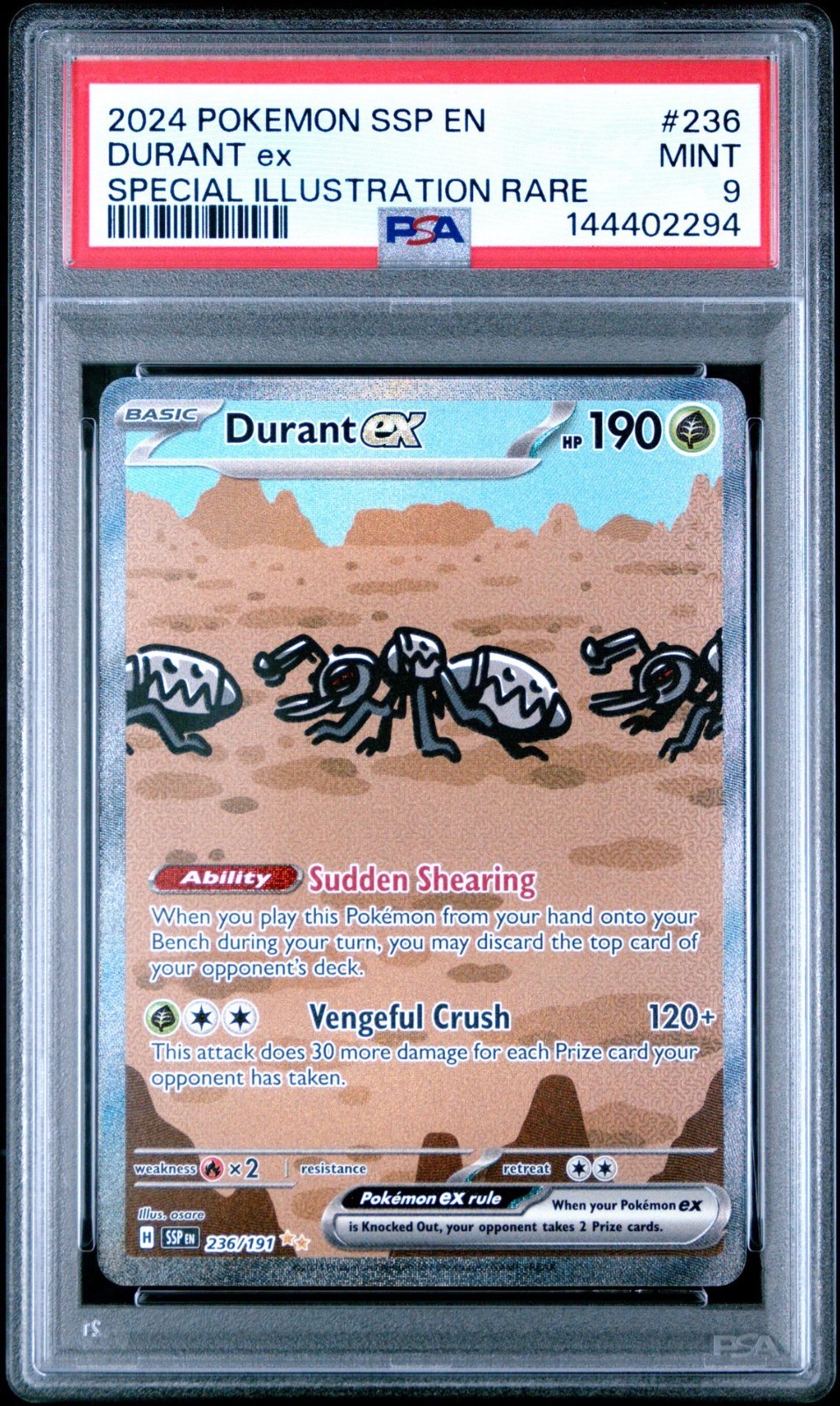 2024 Pokemon Surging Sparks Durant EX Special Illustration Rare #236 PSA 9 MINT