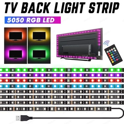 5V USB LED Strip TV Monitor Background Light 5050 RGB Color Changing w/Remote