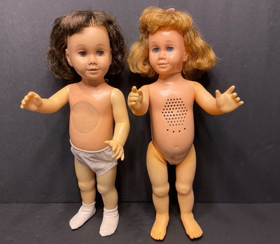 Vintage Chatty Cathy Doll Brunette Brown Eyes & Blonde Hard face Repair or Parts