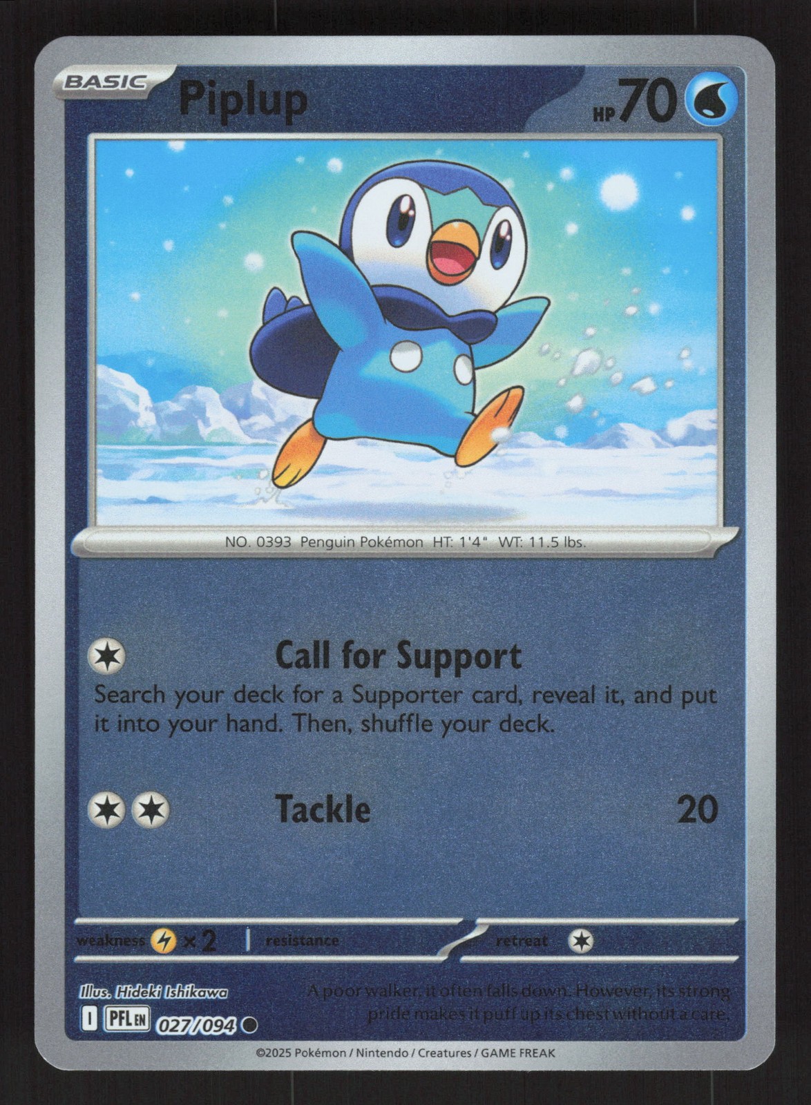 Piplup 027/094 Reverse Holo ME02: Phantasmal Flames NM